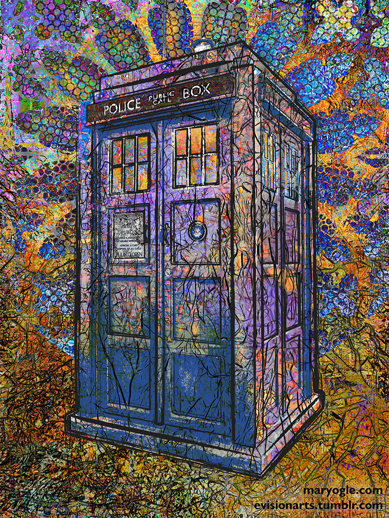 Mary Ogle's TARDIS painting is favorited on Twitter by BBC America